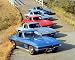 5 Old Chevy Corvette Cars on Road 16x20 Art Print