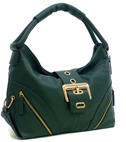 Dasein Classic Fashion Hobo Shoulder Bag Handbag with Zippered Pockets (Green - New)