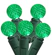 Set of 50 Bright Green LED G12 Berry Fashion Glow Christmas Lights - Green Wire