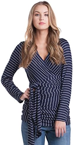 Lilac Clothing Women's Faux Wrap and Nursing Top XXL Navy Pinstripe
