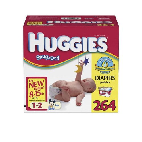 Huggies-Disney Snug & Dry Baby-Shaped Diapers, 264 Diapers (8-15lbs)