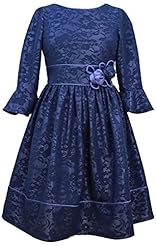 Girls 3/4 Sleeves Bell Sleeves Lace  Dress