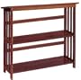 Mission style 38"w 2 shelf Bookshelf, TWO-SHELF, WALNUT