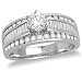 14k White Gold 6-Prong Round Diamond Engagement Ring w/ Channel-Set Baguettes and Rounds (1/2 ct, G-H Color, SI2-I1 Clarity)