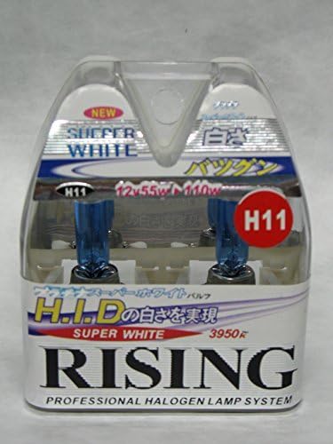 H11 Rising Super White 3950K Halogen Replacement Bulb Set of 2