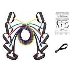 Set of 5 NEW Premium Latex Resistance Bands Tubes Cords w/ free Door Anchor and Exercise Manual. Perfect for use with any home exercise or physical therapy!