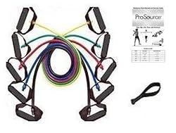 Set of 5 ProSourceandtrade; Premium Latex Resistance Bands Tubes Cords w/ Door Anchor and Exercise Manual.