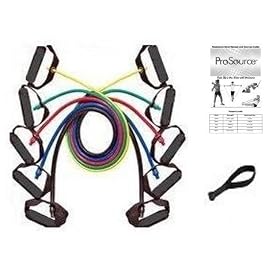 Click here to buy Set of 5 Source Premium Latex Resistance Exercise Bands Tubes Cords w  Door Anchor and Exercise....