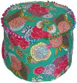 Decorative Fruit Printed Quilted Ottoman Patchwork Footstool 20 By 14 Inches