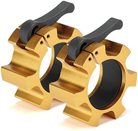 GetFitGaming Barbell Collar Pair - Billet Aircraft Aluminum Clamp - Fits All 2" Bars (Gold)