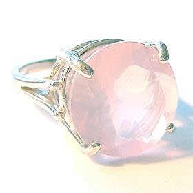 Round Rose Quartz Cocktail Ring 10 Carats by Bronze Lily