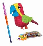 Parrot Pinata Kit - Includes Pinata, 2Lb Filler and Buster Stick