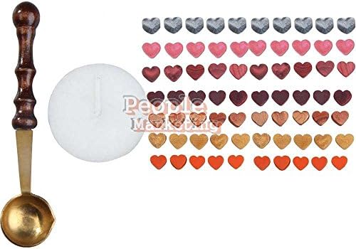 CYNDIE Hot Sale New P4PM 1 Set Heart Shape Sealing Wax Beads with Melting Spoon Candle 12 Colors Black