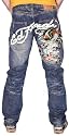 ED HARDY by Christian Audigier Mens Jerry Wash Denim Tattoo Eagle Strike Jeans 32" Inseam