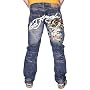 ED HARDY by Christian Audigier Mens Jerry Wash Denim Tattoo Eagle Strike Jeans 32" Inseam