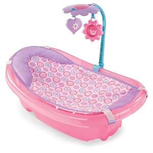 Summer Sparkle Fun Newborn-to-Toddler Baby Tub with Toy Bar, Pink