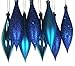 8ct Lavish Blue Shatterproof 4-Finish Finial Drop Christmas Ornaments 5.5