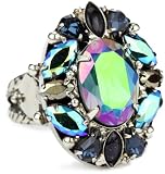 Sorrelli Emerald City Crystal Cluster Silvertone Adjustable Ring