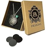 Essential Oil Diffuser Necklace with 4 Leather Discs, Silver Pendant 18 Chain, Young Living Doterra Oils