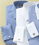 Traveler Pinpoint Solid Spread Collar,French Cuff Dress Shirt Big or Tall