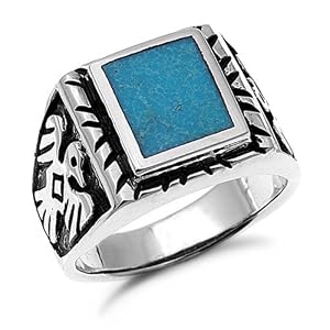 Sterling Silver Turquoise Men's Ring Sizes 9 to 14 , 12