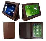 Navitech Braune Executive Premium Leder Flip-Tragetasche mit verstellbarem Standfuß für das Acer Aspire ICONIA TAB A500 und A501 10,1 Zoll PC Tablet Gerät 32 GB Android 3,0 Honeycomb