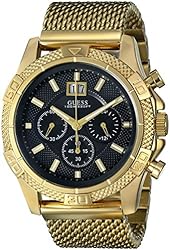 GUESS Men's U0205G1 Mesh Gold-Tone Chronograph Watch
