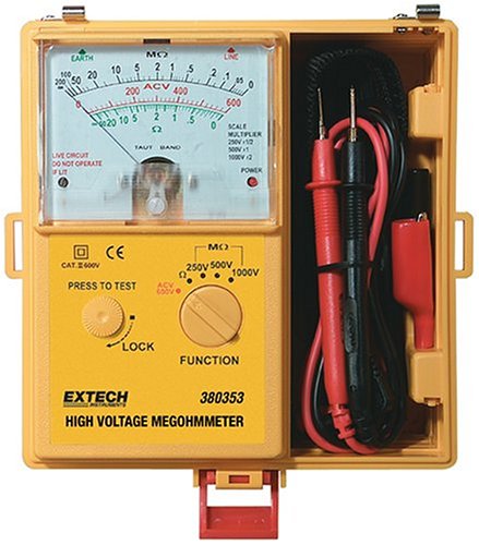 Analog High Voltage Megohmeter / Insulation Tester - Extech Instruments - EX-380353 - ISBN: B00023RTZ4 - ISBN-13: 0793950383537