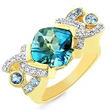 14K Yellow Gold 5.0 Carat Aquamarine  Diamond Ring - Sz 7