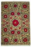 IMAGE OF Tibet Rug Company 60 Knot Premium Tibetan Poppies Beige 5' X 7' Area Rug