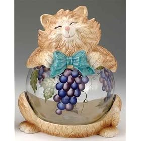 Hand painted Porcelain Glass Cookie Jar -- Cat by VG