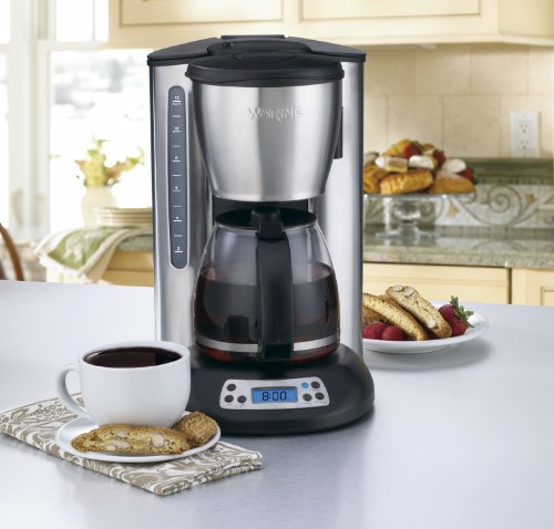 Waring CMS120 Professional 12 Cup Programmable Coffeemaker, Black and Stainless Steel