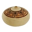 Chic Handcrafted Cream And Chocolate Terracotta Disc Vase With Geometric Design