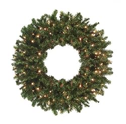 36" Pre-Lit Canadian Pine Artificial Christmas Wreath - Clear Lights