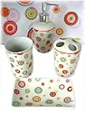 5pc Retro Bath Bathroom Shower Curtain Accessory Set