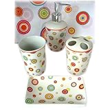 5pc Retro Bath Bathroom Shower Curtain Accessory Set by American Chateau