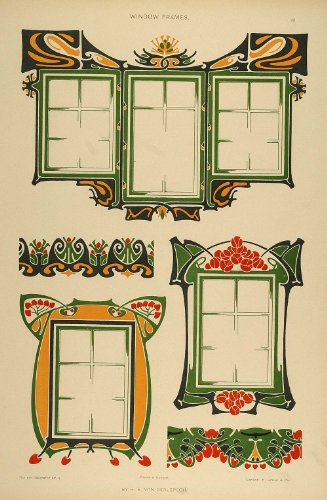 1904 Lithograph Art Nouveau Window Frames H. Berlepsch - Original Lithograph