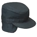 G.I. Black Combat Cap With Flaps, Available in various sizes