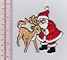 CHRISTMAS SANTA CLAUS WITH REINDEER - Iron on Patches/Sew On/Applique/Embroidered