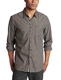 RVCA Men's Dense Check Long Sleeve Shirt, Dark Navy, Small