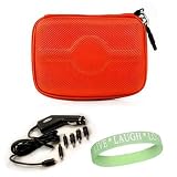 Garmin Nuvi GPS Models Size 4.3. Nylon Orange Cube Carrying Case for All Size 4.3 Garmin Models + Car Charger + Live*Laugh*Love Wristband!!!