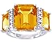 14K White Gold Large Octagon Gemstone and Diamond title=