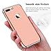 iPhone 7 Plus Case, COOLQO Ultra-Thin 3in1 Plastic Electroplated Hard Frame + Tempered Glass Screen Protector Slim fit Shockproof PC Matte Cover Case for iPhone 7 Plus 5.5 - Rose Gold