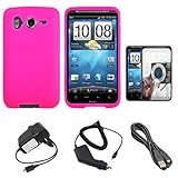 Hot Pink Rubberized Soft Silicone Skin Cover Case for AT&T Wireless New HTC ....