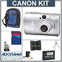 Canon PowerShot SD990 IS Digital ELPH Camera Kit, Silver with 4GB SD Memory Card, Spare NB-5L Type Lithium-ion Battery, Camera Case, USB 2.0 SD Card Reader, Table Top Tripod, Digital Memory Case(4), Professional Lens Cleaning Kit