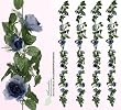Four 6' Artificial Rose Garlands Silk Flowers_Blue