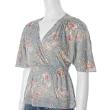 Banana Republic Floral Pattern Flutter Sleeve 3/4 Sleeve Top (Closeout Item)