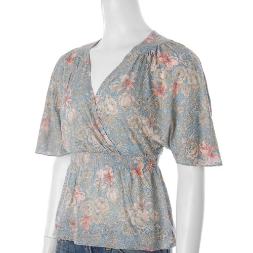 Banana Republic Floral Pattern Flutter Sleeve 3/4 Sleeve Top (Closeout Item)
