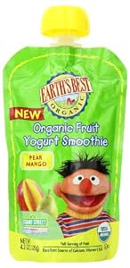 Earth's Best Organic Pear Mango Fruit Yogurt Smoothie, 4.2 Ounce Pouches (Pack of 12)
