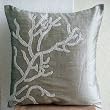 Coral Adornment - Decorative Pillow Covers - Silk Pillow Cover with White Coral Beads